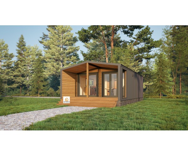  Модульный дом 8х4.6м профлист Зима